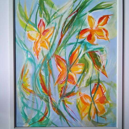 Exotic yellow and orange flowers