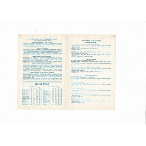 Manchester City v Huddersfield Town Central League Football Programme 1960/61