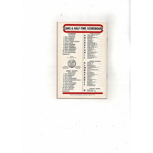 1972/73 Liverpool v Derby County Football Programme + League Review