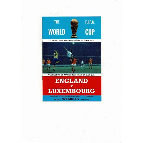 1977 England v Luxembourg Football Programme