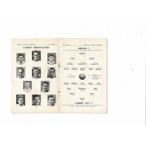 1953/54 Chelsea v Cardiff City Football Programme
