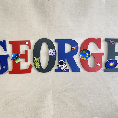 Personalised Space Theme Name Letters – Boys Bedroom Wall Decor