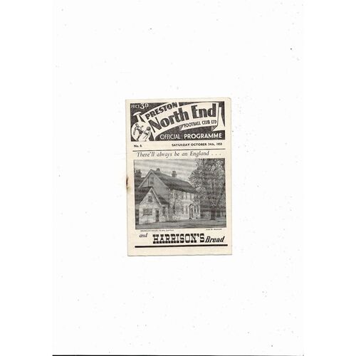 1953/54 Preston v Sunderland Football Programme