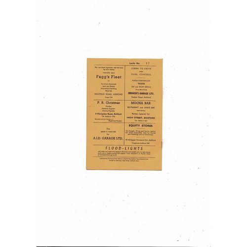 1965/66 Ashford Town v Bexley United Southern League Football Programme