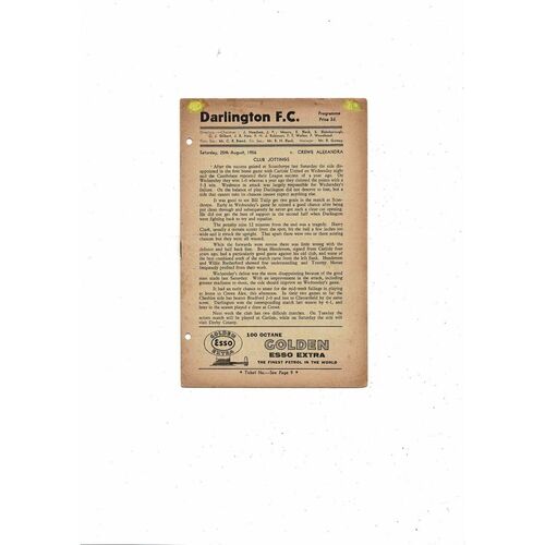 1956/57 Darlington v Crewe Alexandra Football Programme
