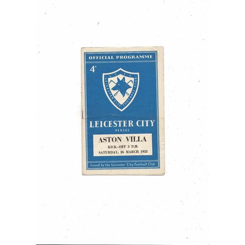 1954/55 Leicester City v Aston Villa Football Programme