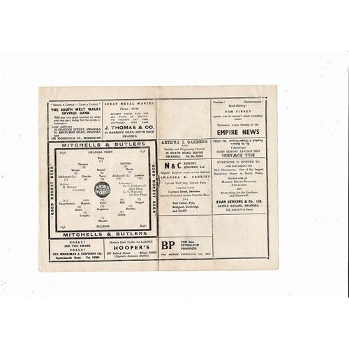 1958/59 Swansea v Fulham Football Programme