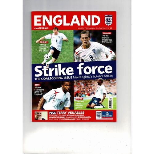 2006 England v Macedonia Football Programme @ Manchester United