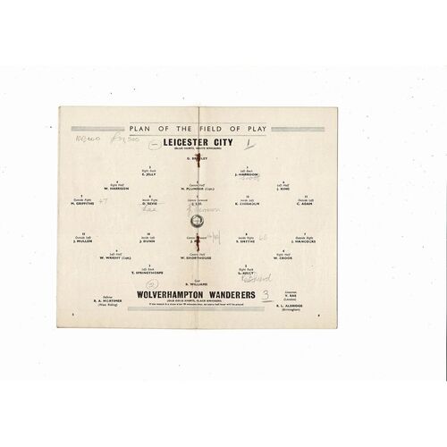 1949 Leicester City v Wolves FA Cup Final Football Programme + Song Sheet