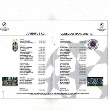 Juventus FC v Glasgow Rangers UEFA Champions League Football Programme 1995/96