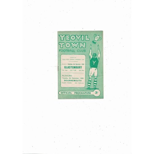 Yeovil Town v Glastonbury FA Cup Football Programme 1956/57