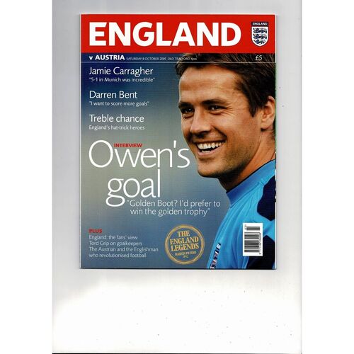 2005 England v Austria Football Programme @ Manchester United