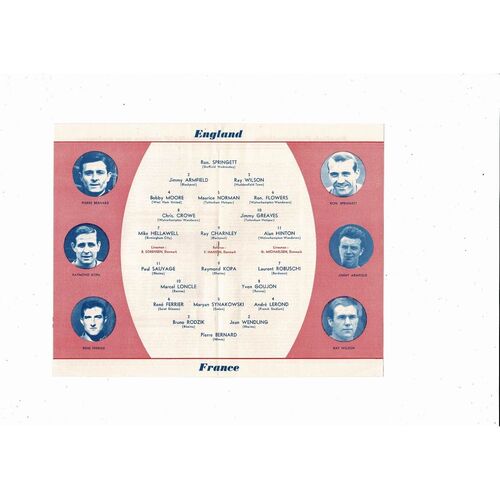1962 England v France Football Programme @ Sheffield Wednesday