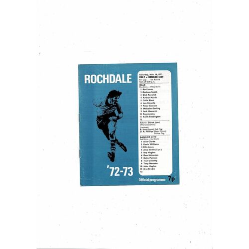 Rochdale v Bangor City FA Cup Football Programme 1972/73