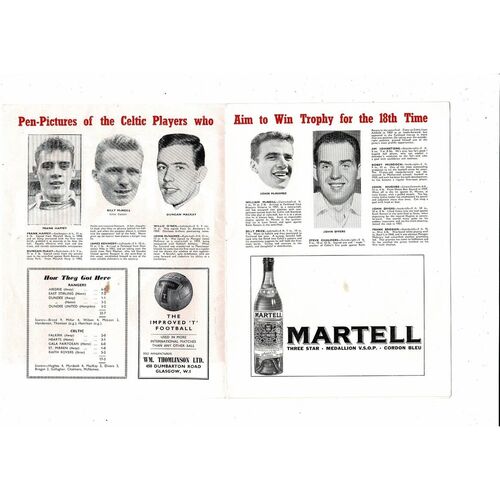 1963 Rangers v Celtic Scottish Cup Final Football Programme