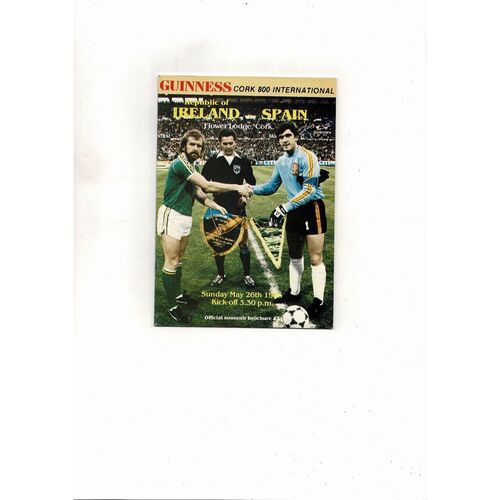 1985 Republic of Ireland v Spain Football Programme
