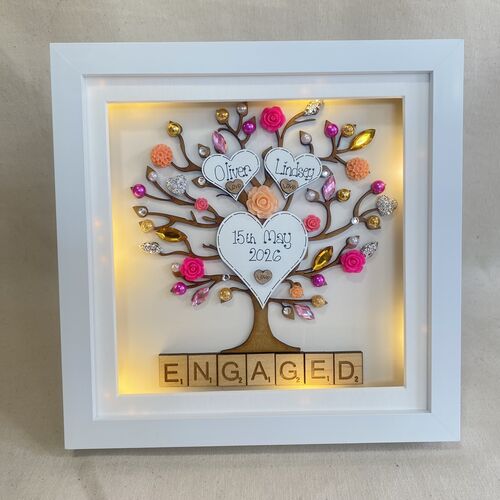 Personalised Engagement Frame with Names & Date – Tree Keepsake Gift