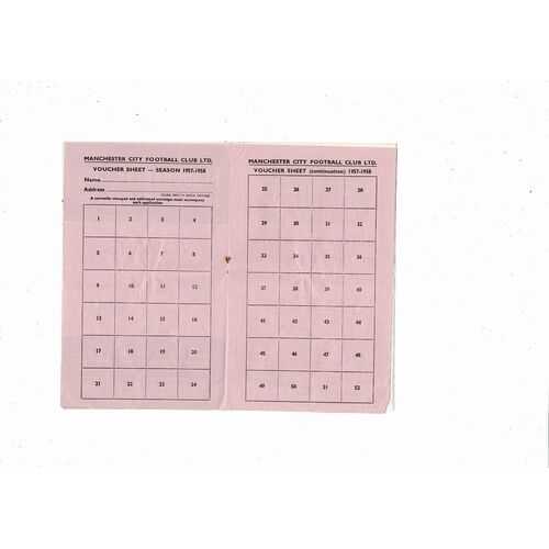 1957/58 Manchester City v Preston Football Programme