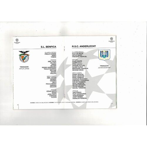 Benfica v Anderlecht UEFA Champions League Football Programme 1994/95