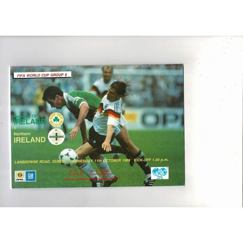 1989 Republic of Ireland v Northern Ireland Football Programme