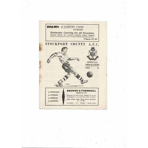 1955/56 Stockport County v Bradford City Football Programme