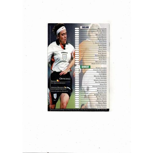 1998 England v Germany Women's International Football Programme @ Millwall