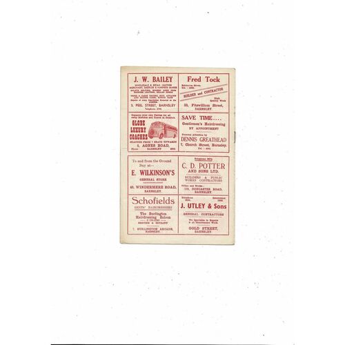 1955/56 Barnsley v Plymouth Argyle Football Programme