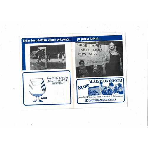 Oulun Palloseura v Liverpool European Cup Football Programme 1981/82