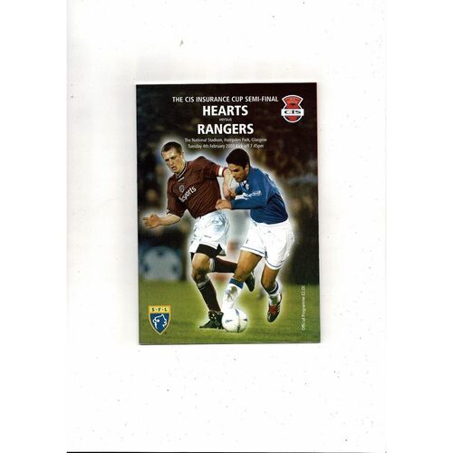 2002/03 Hearts v Rangers Scottish League Cup Semi Final Programme