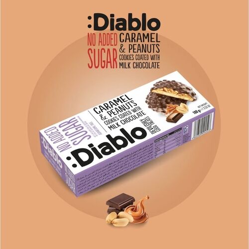 Diablo Diabetic No Added Sugar Caramel & Peanut Milk Chocolate Cookies 100g