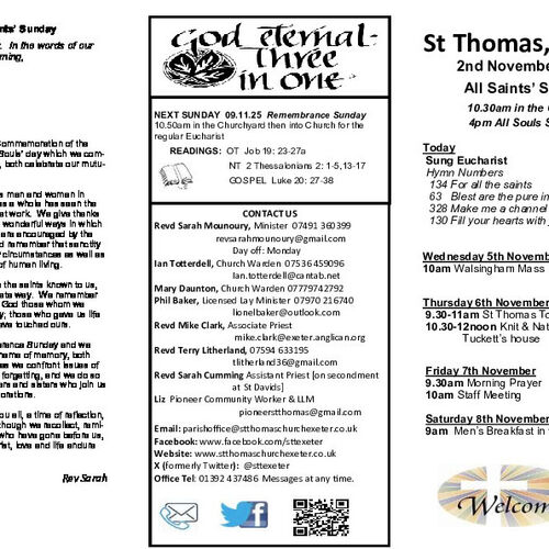 Pew Sheet | The Parish of St Thomas, Exeter