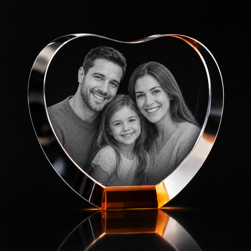 Personalised 3D XXXL Crystal Heart Photo Gift UK – Romantic Laser Engraved Crystal