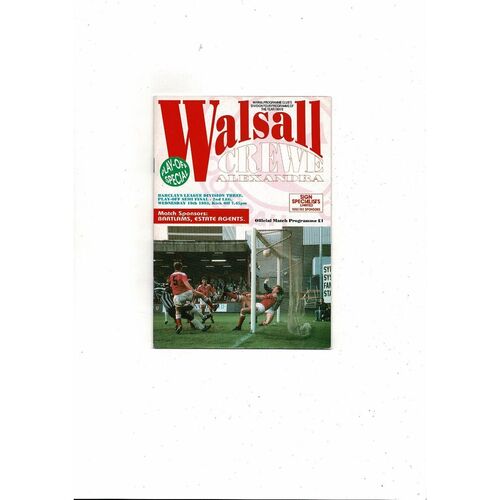 Walsall v Crewe Alexandra Play Off Football Programme 1992/93