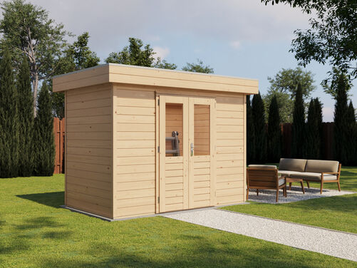 3.0mtr x 1.8mtr 28mm walled Flat Roof Cabin