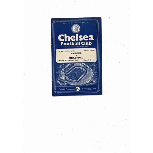 1959/60 Chelsea v Bradford Park Avenue FA Cup Football Programme