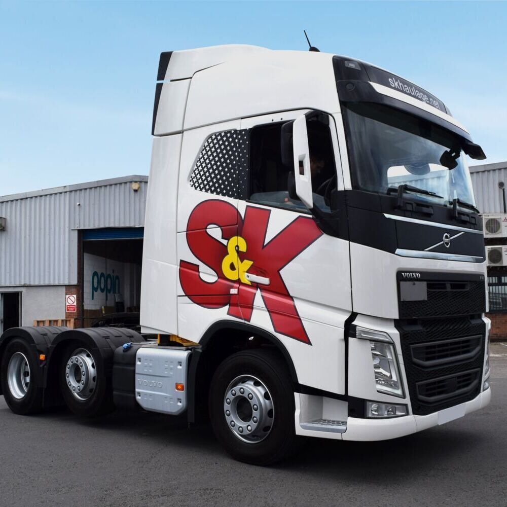 Truck with branding decals and vehicle graphics