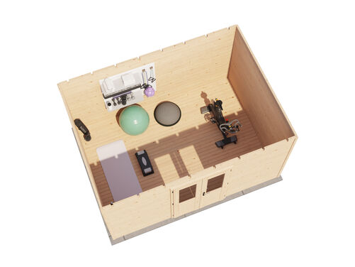 4.2mtr x 3.0mtr 44mm walled Flat Roof Cabin