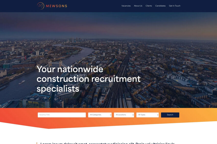  construction recruitment website design