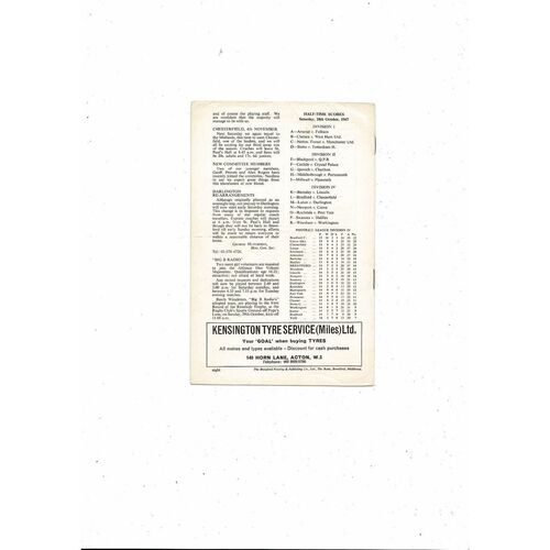 1967/68 Brentford v Chester City Football Programme