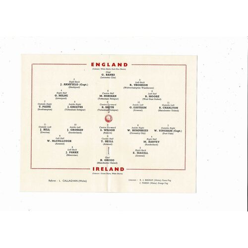 1963 England v Northern Ireland Football Programme