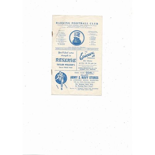 1957/58 Barking v Ilford Isthmian League Football Programme