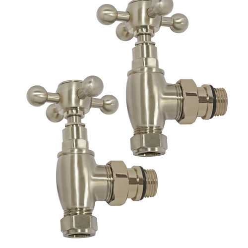 TRADITIONAL BRUSHED MATT Angled Radiator Valves