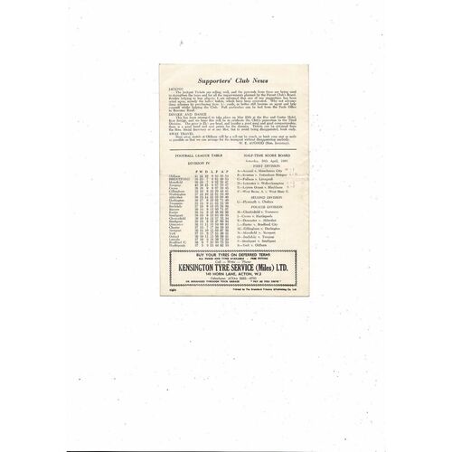 1962/63 Brentford v Lincoln City Football Programme