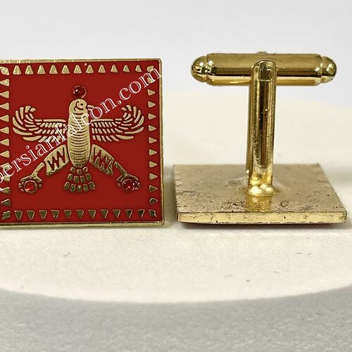 Cufflinks. The Persian Falcon. Deep Red with 3 Red Stones. Original Pattern.