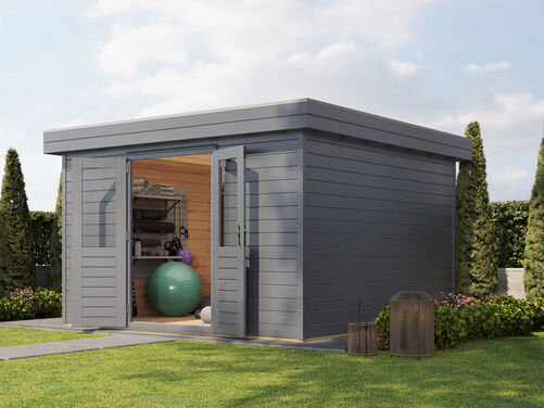 3.6mtr x 3.6mtr 44mm walled Flat Roof Cabin