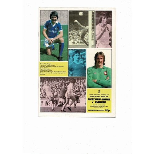 1980 West Ham United v Everton FA Cup Semi Final Replay Football Programme