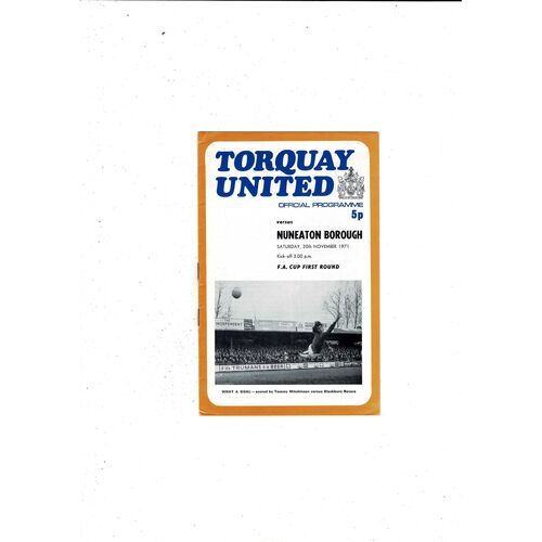 Torquay United v Nuneaton Borough FA Cup Football Programme 1971/72