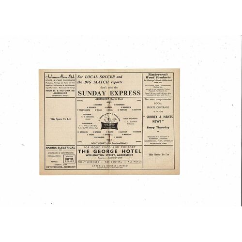 1963/64 Aldershot v Southport Football Programme