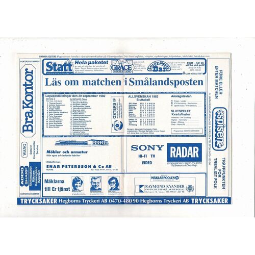 Osters v Olympiakos European Cup Football Programme 1982/83