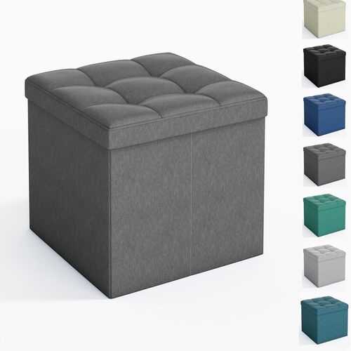 mcc direct Foldable Storage Ottoman, Small Footrest Cube, Storage Bench with Lid, 1 Storage Box for Bedroom & Living Room, 36 cm